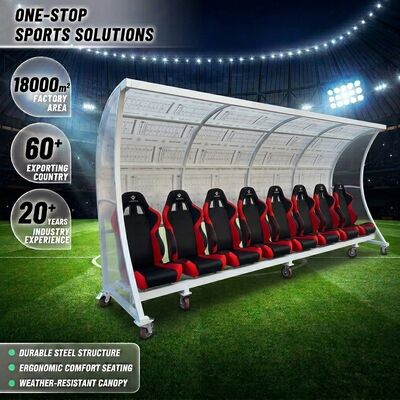Dobra cena Dostosowalny Dugout drużyny piłkarskiej z odpornym na warunki pogodowe dachem PC i 3-letnią gwarancją Portable Bench Shelter online